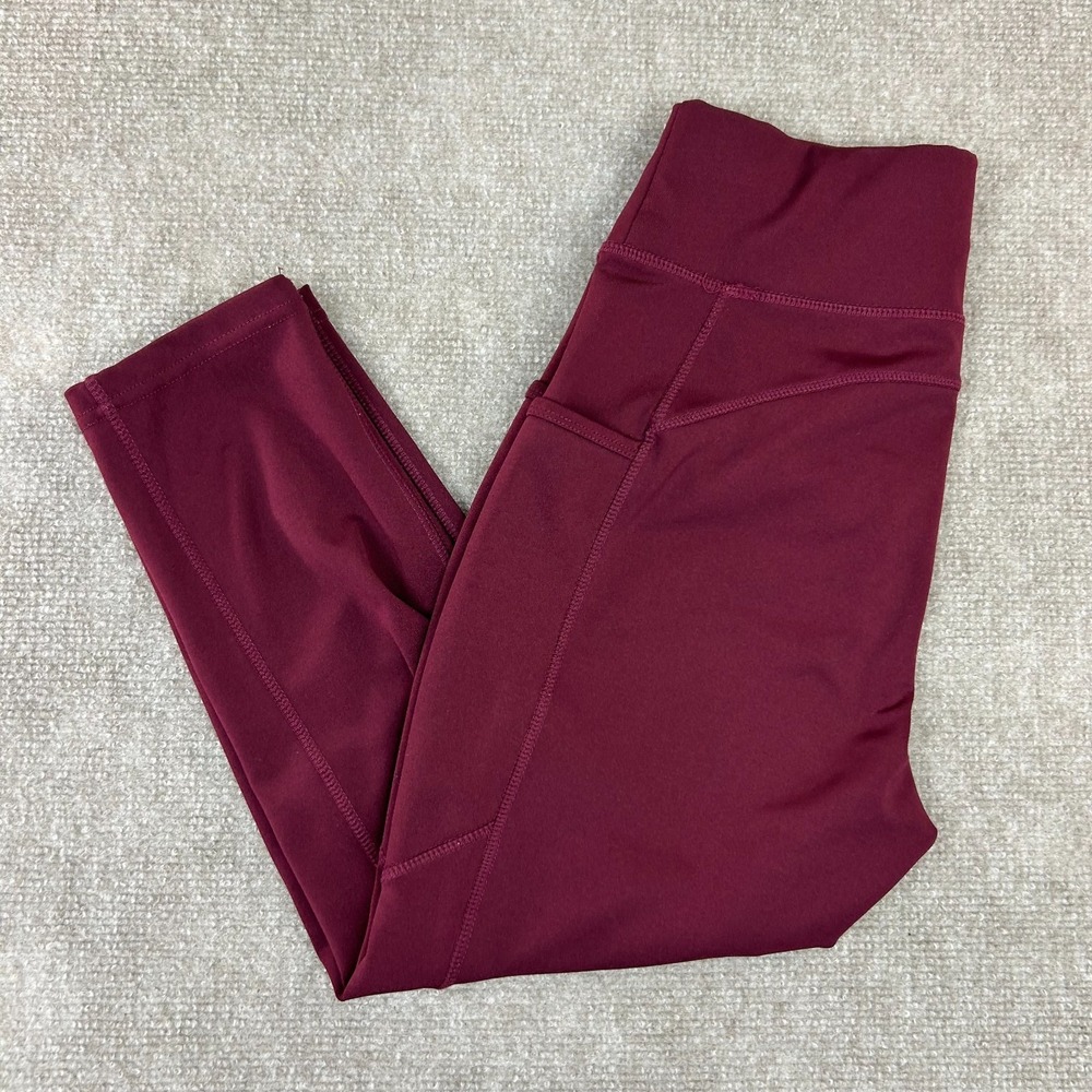Pop Fit Leggings Womens Medium Purple Stretch High Rise Workout Yoga Running